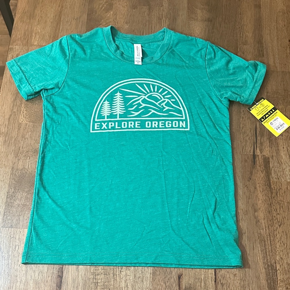 NWT Bella Canvas Teal 'Explore Oregon' Graphic Tee Boy’s Size 10/12